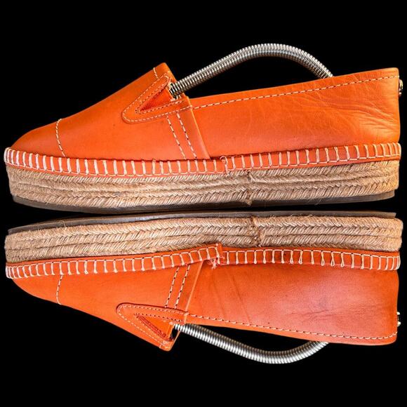 a.M Women's Size 9 Orange Leather Espadrilles Flats Mexico Comfort Casual - Picture 11 of 14